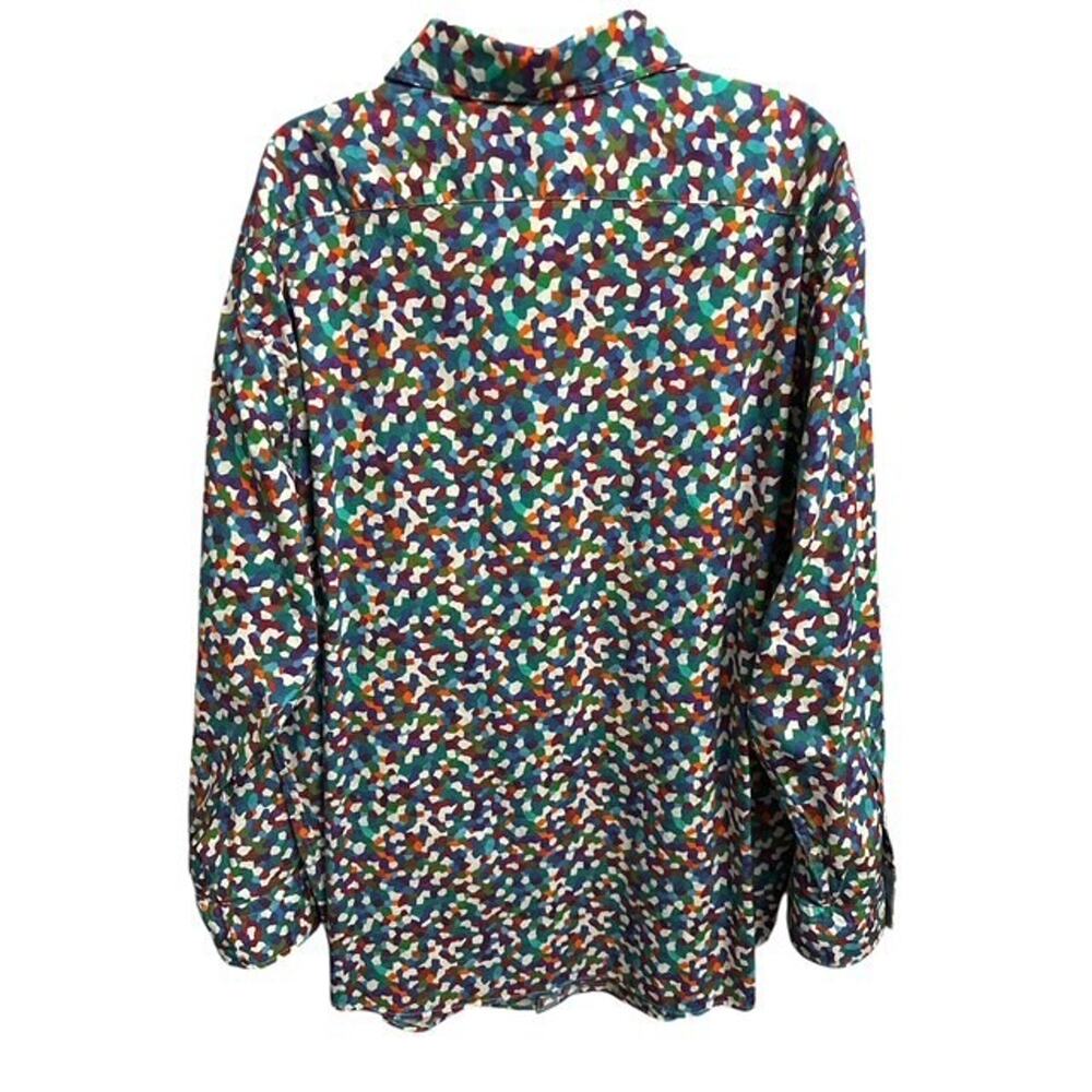 Cremieux Premium Denim 3XB Shirt Blue Green Geometric Print Stretch Long Sleeves - Picture 4 of 5